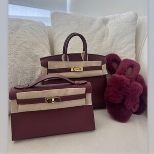 Burgundy Faux Fur slip on slide Slippers with open square toe cushioned insole